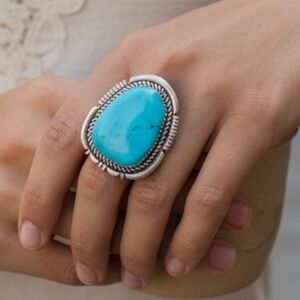 ✨Huge! Benjamin Piaso Jr. Navajo Sleeping Beauty Turquoise Sterling Silver Ring!